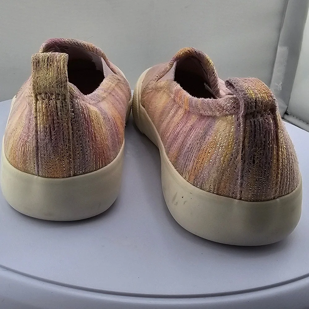 Cat and Jack Toddler Girls Slip On Sneakers Size 1‎ Metallic Multi Color EUC